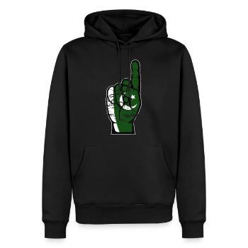 Drapeau pakistanais numéro 1 utilisé - Sweat à capuche Premium bio Homme - noir - Devant - Nico (187cm)