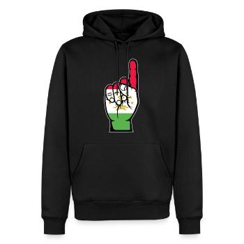 Drapeau du Tadjikistan numéro 1 - Sweat à capuche Premium bio Homme - noir - Devant - Nico (187cm)