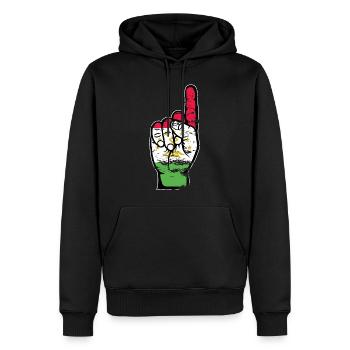 Drapeau du Tadjikistan numéro 1 utilisé - Sweat à capuche Premium bio Homme - noir - Devant - Nico (187cm)