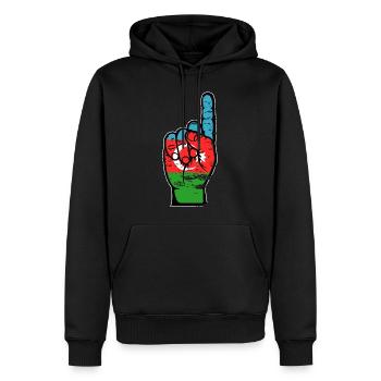 Aserbaidschan Flagge Nummer 1 used - Männer Premium Bio Hoodie - Schwarz - Vorne - Nico (187cm)