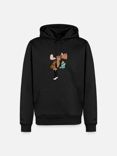 Moose Comic Hiking Map - Men’s Premium Organic Hoodie - black