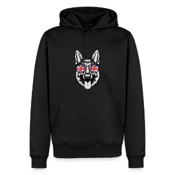 Polizist mit Sonnenbrille mit britischer Flagge - Männer Premium Bio Hoodie - Schwarz - Vorne - Nico (187cm)
