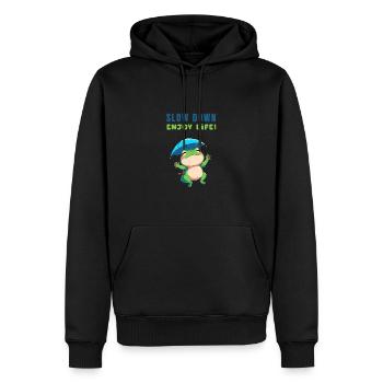 RALENTISSEZ PROFITEZ DE LA VIE GRENOUILLE - Sweat à capuche Premium bio Homme - noir - Devant - Nico (187cm)
