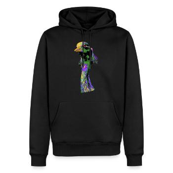 Kranich - Männer Premium Bio Hoodie - Schwarz - Vorne - Nico (187cm)