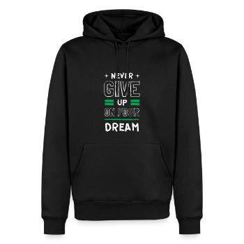 Gib Nie Auf - Never Give Up - Männer Premium Bio Hoodie - Schwarz - Vorne - Nico (187cm)