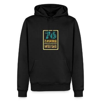 76 - Männer Premium Bio Hoodie - Schwarz - Vorne - Nico (187cm)