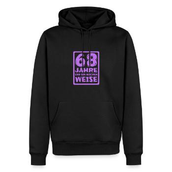 Weisheit 68 - Männer Premium Bio Hoodie - Schwarz - Vorne - Nico (187cm)