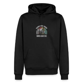 Chubby Unicorns Need Love Too Retro Style - Men’s Premium Organic Hoodie - black - Front - Nico (187cm)