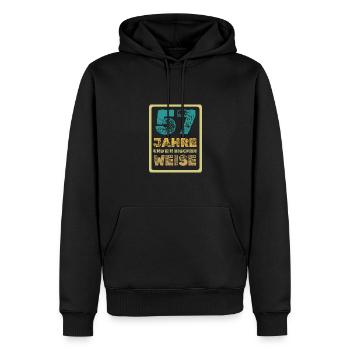 Age 57 - Men’s Premium Organic Hoodie - black - Front - Nico (187cm)