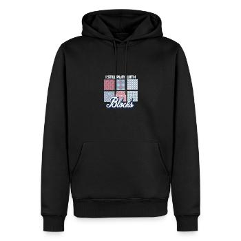 Quilteuse drôle Je joue encore avec des blocs Couturière - Sweat à capuche Premium bio Homme - noir - Devant - Nico (187cm)
