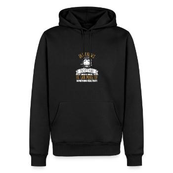 Trophy Dad Knows Everything Husband Know It All - Men’s Premium Organic Hoodie - black - Front - Nico (187cm)
