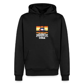 J’en ai marre de me réveiller et de ne pas être à Cuba - Sweat à capuche Premium bio Homme - noir - Devant - Nico (187cm)