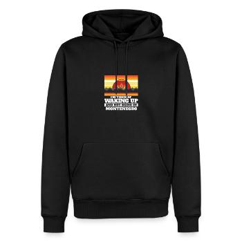 Je suis fatigué de me réveiller et de ne pas être au Monténégro - Sweat à capuche Premium bio Homme - noir - Devant - Nico (187cm)