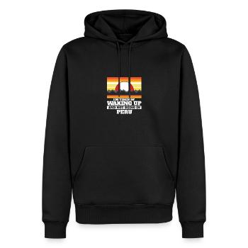 J’en ai marre de me réveiller et de ne pas être au Pérou - Sweat à capuche Premium bio Homme - noir - Devant - Nico (187cm)