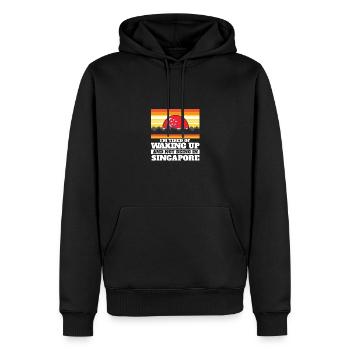 J’en ai marre de me réveiller et de ne pas être à Singapour - Sweat à capuche Premium bio Homme - noir - Devant - Nico (187cm)