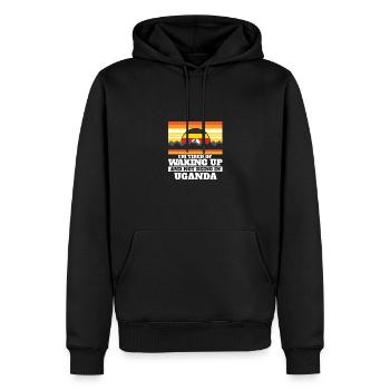 Fatigué de se réveiller et de ne pas être en Ouganda - Sweat à capuche Premium bio Homme - noir - Devant - Nico (187cm)