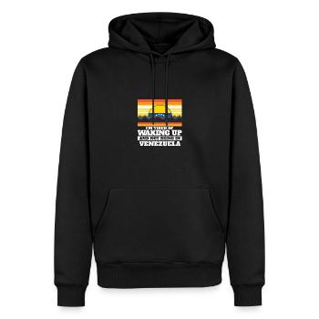 J’en ai marre de me réveiller et de ne pas être au Venezuela - Sweat à capuche Premium bio Homme - noir - Devant - Nico (187cm)