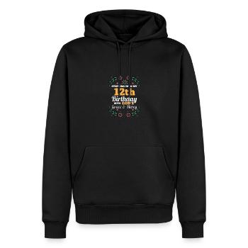 Stepping into my 12th Birthday Religious Bday - Männer Premium Bio Hoodie - Schwarz - Vorne - Nico (187cm)