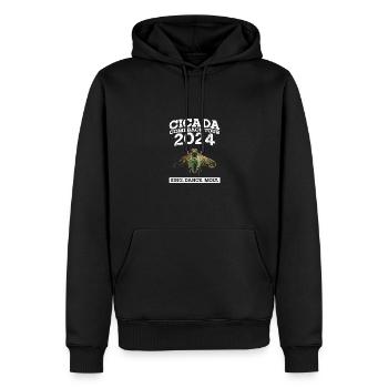 Tournée de retour des cigales 2024 : Essaim de couvée de cigales - Sweat à capuche Premium bio Homme - noir - Devant - Nico (187cm)