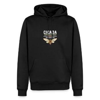 Tournée de retour des cigales 2024 : Essaim de couvée de cigales - Sweat à capuche Premium bio Homme - noir - Devant - Nico (187cm)