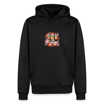 Aimé par Jésus pendant 11 ans 11e anniversaire - Sweat à capuche Premium bio Homme - noir - Devant - Nico (187cm)