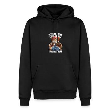 Meine Katze führt dieses Haus Ich zahle nur Miete Katzenliebhaber - Männer Premium Bio Hoodie - Schwarz - Vorne - Nico (187cm)