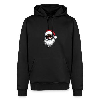 Weihnachtsmanngesicht mit Sonnenbrille und Hut: Urlaubsstimmung - Männer Premium Bio Hoodie - Schwarz - Vorne - Nico (187cm)