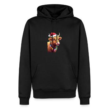 Vache des Highlands de Noël avec fée Noël - Sweat à capuche Premium bio Homme - noir - Devant - Nico (187cm)