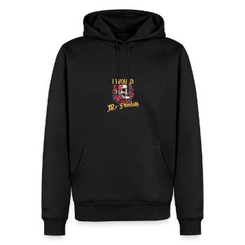 Ich würde für meine Freiheit sterben Totenkopf und Rosen - Männer Premium Bio Hoodie - Schwarz - Vorne - Nico (187cm)