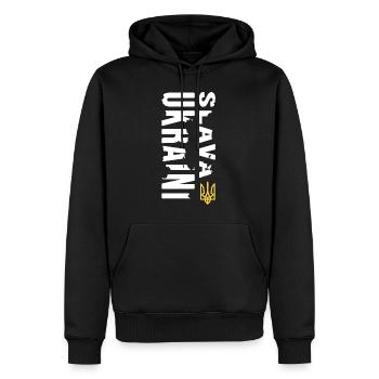 L’UKRAINE soutient Zelensky slava ukraini - Sweat à capuche Premium bio Homme - noir - Devant - Nico (187cm)