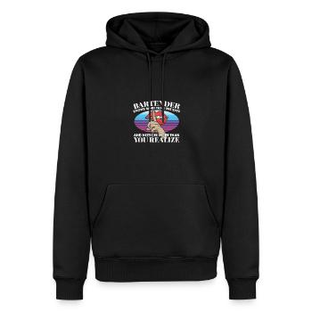 La barmaid en sait plus qu’elle ne le dit Remarque plus - Sweat à capuche Premium bio Homme - noir - Devant - Nico (187cm)