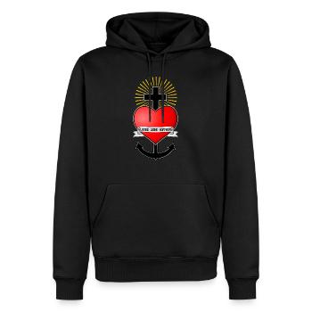 Glaube Liebe Hoffnung, Herz Anker Kreuz Seemann - Männer Premium Bio Hoodie - Schwarz - Vorne - Nico (187cm)