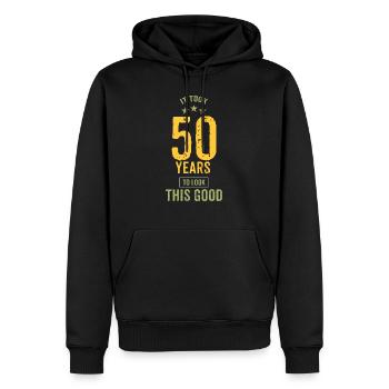 ICH HABE 50 JAHRE GEBRAUCHT, UM SO GUT AUSZUSEHEN - Männer Premium Bio Hoodie - Schwarz - Vorne - Nico (187cm)