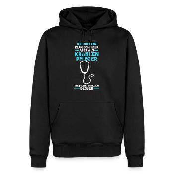 Krankenpflege Pflegekraft Krankenpfleger - Männer Premium Bio Hoodie - Schwarz - Vorne - Nico (187cm)