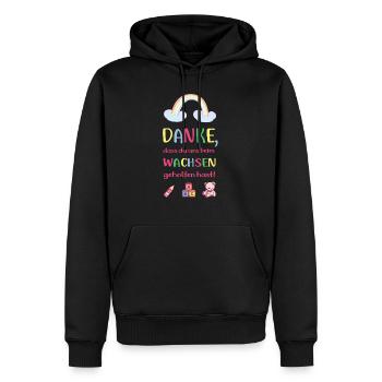 Danke dass du uns beim Wachsen geholfen hast - Männer Premium Bio Hoodie - Schwarz - Vorne - Nico (187cm)