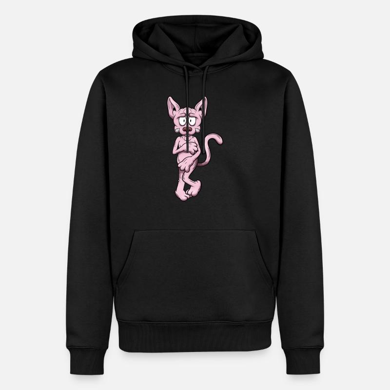 Chat Sphynx nu - Sweat à capuche Premium bio Homme - noir