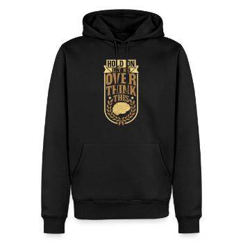 Let me overthink this - Men’s Premium Organic Hoodie - black - Front - Nico (187cm)