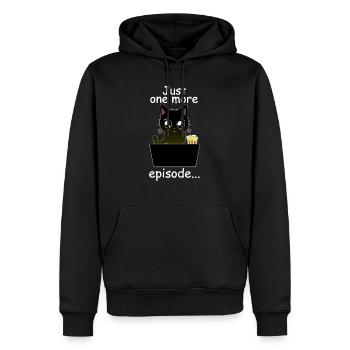 Just One More Episode - Süße Binge Watch Katze - Männer Premium Bio Hoodie - Schwarz - Vorne - Nico (187cm)