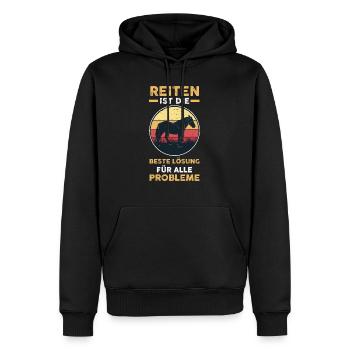 Pferd Pferde Reitsport Reiten Reiter - Männer Premium Bio Hoodie - Schwarz - Vorne - Nico (187cm)
