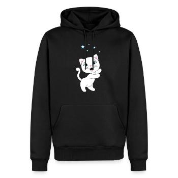 Kätzchen fängt Sterne - Männer Premium Bio Hoodie - Schwarz - Vorne - Nico (187cm)
