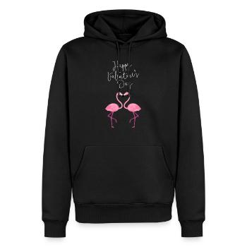 Flamingo Happy Valenine’s Day Valentine’s Day Love - Sweat à capuche Premium bio Homme - noir - Devant - Nico (187cm)
