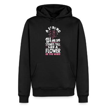 A strong woman stands tall like a Flower - Men’s Premium Organic Hoodie - black - Front - Nico (187cm)