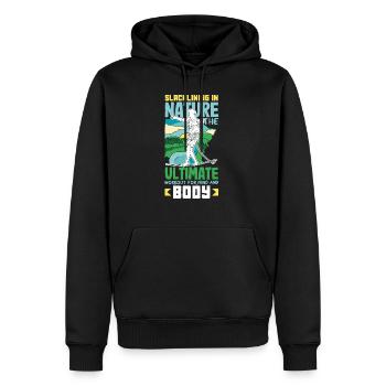 Slacklining in nature the ultimate workout for - Männer Premium Bio Hoodie - Schwarz - Vorne - Nico (187cm)
