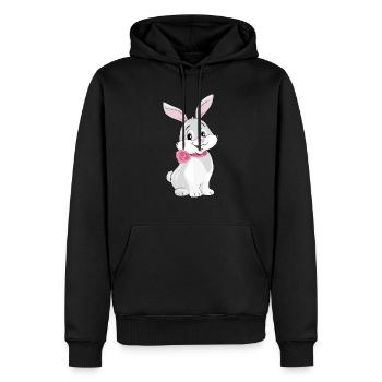 Mignon lapin souriant heureux - Sweat à capuche Premium bio Homme - noir - Devant - Nico (187cm)