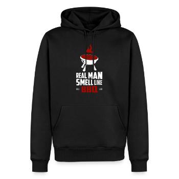 L’odeur du vrai homme ressemble à un barbecue grillant un fumeur de barbecue - Sweat à capuche Premium bio Homme - noir - Devant - Nico (187cm)