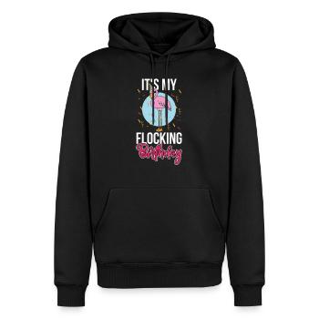Rosa Flamingo Geburtstag - Männer Premium Bio Hoodie - Schwarz - Vorne - Nico (187cm)