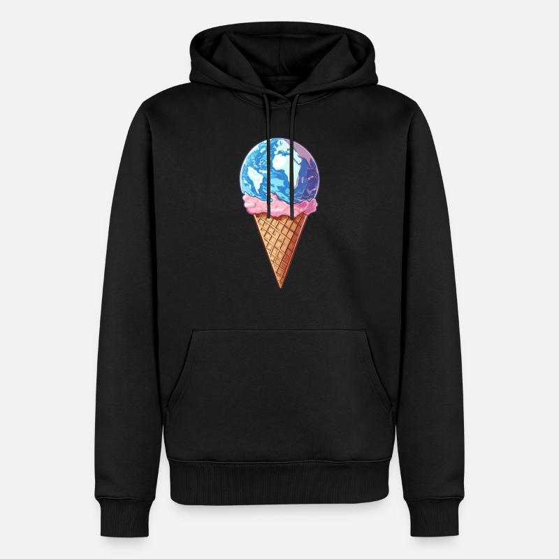 Eis-Planet Erde - Männer Premium Bio Hoodie - Schwarz