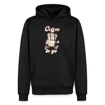coffee to go Old School Cartoon Comic Wortwitz - Männer Premium Bio Hoodie - Schwarz - Vorne - Nico (187cm)