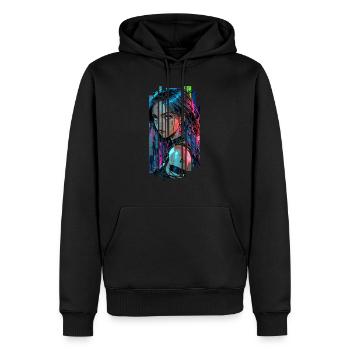 Cyber Frau Urbane Stadt Neon - Männer Premium Bio Hoodie - Schwarz - Vorne - Nico (187cm)