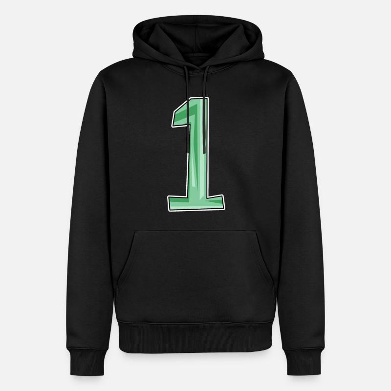 1 vert - Sweat à capuche Premium bio Homme - noir